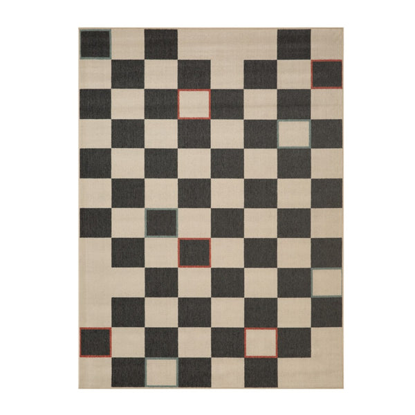 HomeRoots 5' Black and Ivory Checkered Area Rug - Durable, Versatile Design for Modern and Bohemian Interiors 712729