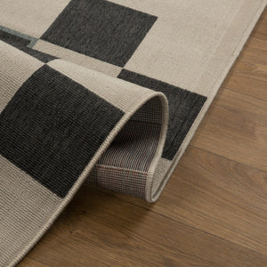 HomeRoots 5' Black and Ivory Checkered Area Rug - Durable, Versatile Design for Modern and Bohemian Interiors 712729