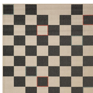 HomeRoots 5' Black and Ivory Checkered Area Rug - Durable, Versatile Design for Modern and Bohemian Interiors 712729