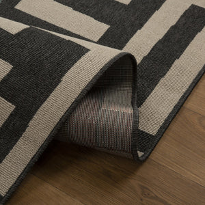 HomeRoots 5' Modern Black and Ivory Abstract Area Rug - Stain-Resistant, Durable, Perfect for High-Traffic Areas 712731