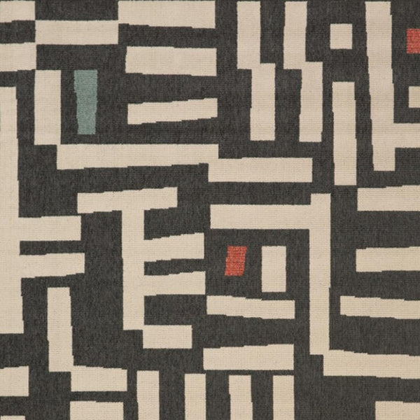 HomeRoots 5' Modern Black and Ivory Abstract Area Rug - Stain-Resistant, Durable, Perfect for High-Traffic Areas 712731
