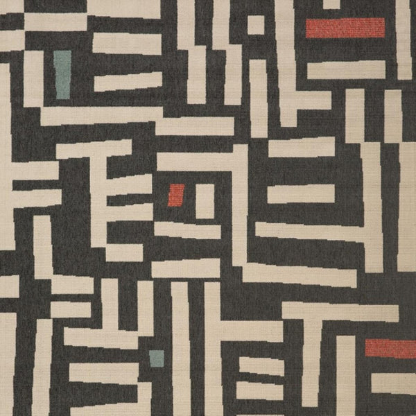 HomeRoots 5' Modern Black and Ivory Abstract Area Rug - Stain-Resistant, Durable, Perfect for High-Traffic Areas 712731