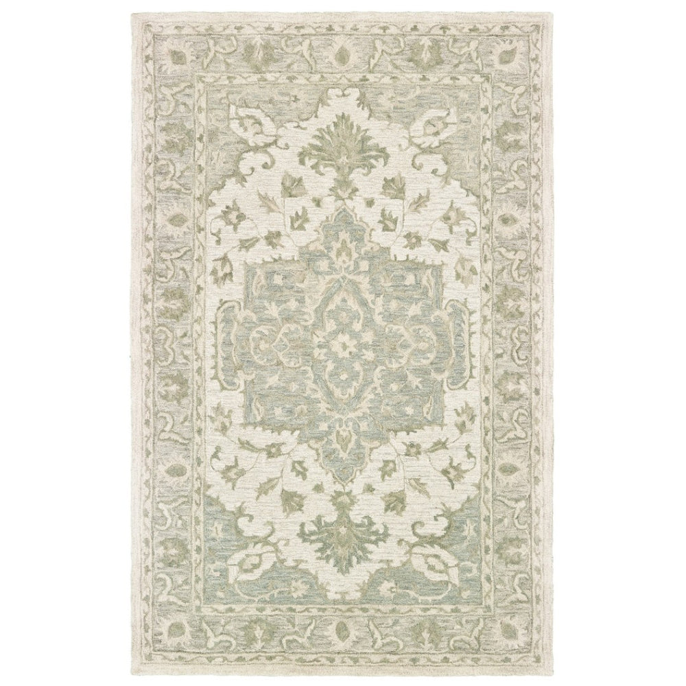 HomeRoots 8' X 10' Hand-Woven Jute Area Rug with Tan and Blue Geometric Design for Bohemian Style Spaces 712736