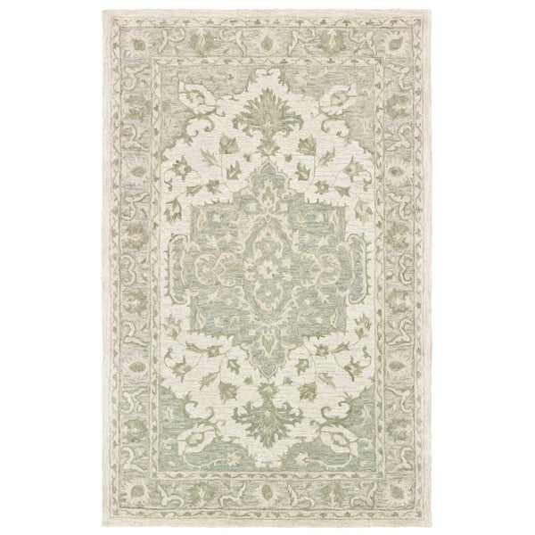 HomeRoots 8' X 10' Hand-Woven Jute Area Rug with Tan and Blue Geometric Design for Bohemian Style Spaces 712736