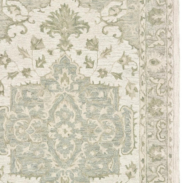 HomeRoots 8' X 10' Hand-Woven Jute Area Rug with Tan and Blue Geometric Design for Bohemian Style Spaces 712736