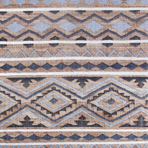 HomeRoots 6' X 9' Hand-Woven Jute Area Rug in Tan and Blue - Modern Geometric Design for Homes & Spaces 712737