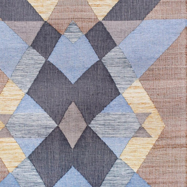 HomeRoots 9' X 12' Hand-Woven Jute Area Rug in Tan & Blue Geometric Design – Perfect for Modern Rustic Spaces! 712738