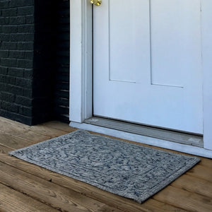 HomeRoots 5' Geometric Area Rug in Black and Beige - Durable, Stylish, Low-Pile Design for High-Traffic Areas 712747