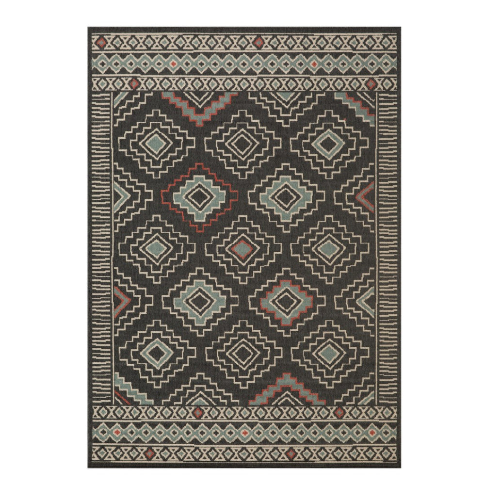 HomeRoots 5' X 7' Blue and Ivory Geometric Area Rug – Stylish, Durable, Stain-Resistant for High-Traffic Spaces 712749