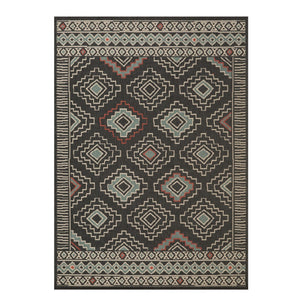 HomeRoots 5' X 7' Blue and Ivory Geometric Area Rug – Stylish, Durable, Stain-Resistant for High-Traffic Spaces 712749