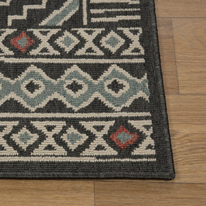 HomeRoots 5' X 7' Blue and Ivory Geometric Area Rug – Stylish, Durable, Stain-Resistant for High-Traffic Spaces 712749