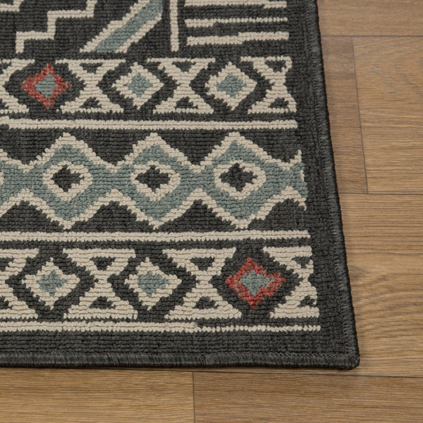 HomeRoots 5' X 7' Blue and Ivory Geometric Area Rug – Stylish, Durable, Stain-Resistant for High-Traffic Spaces 712749