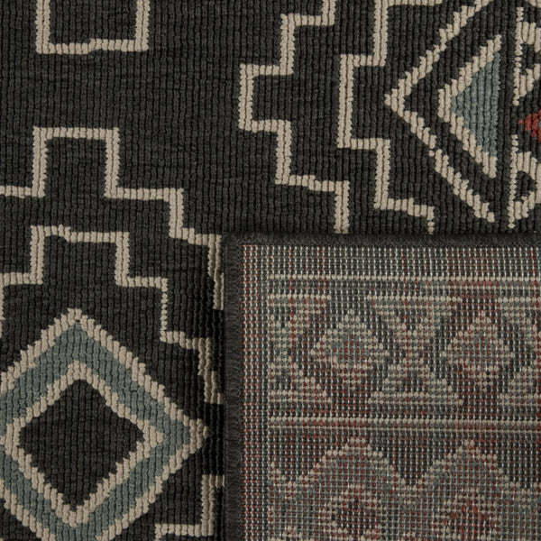 HomeRoots 5' X 7' Blue and Ivory Geometric Area Rug – Stylish, Durable, Stain-Resistant for High-Traffic Spaces 712749