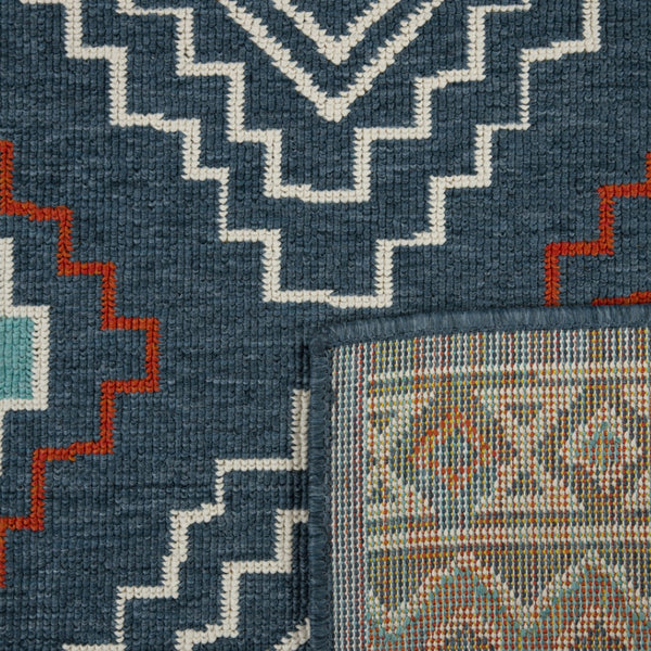 HomeRoots 8' X 10' Blue and Ivory Geometric Area Rug - Durable, Stain-Resistant Design for Family-Friendly Spaces 712750
