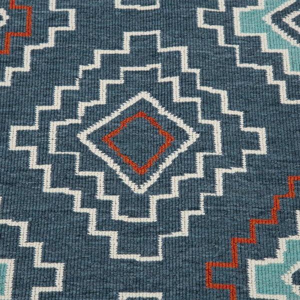 HomeRoots 8' X 10' Blue and Ivory Geometric Area Rug - Durable, Stain-Resistant Design for Family-Friendly Spaces 712750
