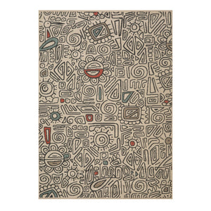HomeRoots 8' X 10' Beige and Black Abstract Area Rug - Modern Bohemian Design for High-Traffic Spaces & Homes 712753