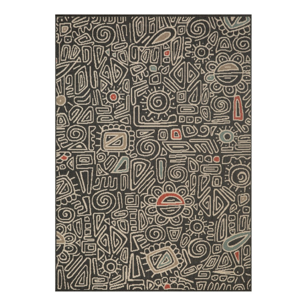HomeRoots 5' X 7' Black And Beige Abstract Area Rug – Stylish, Durable, Stain-Resistant for Family Spaces 712755
