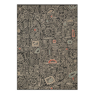 HomeRoots 5' X 7' Black And Beige Abstract Area Rug – Stylish, Durable, Stain-Resistant for Family Spaces 712755