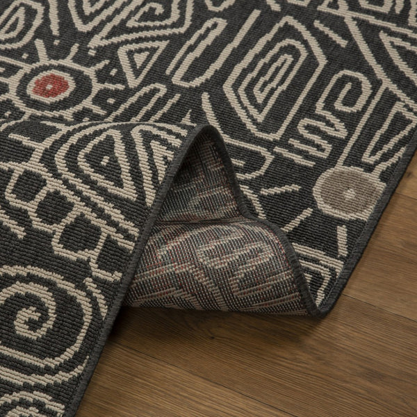 HomeRoots 5' X 7' Black And Beige Abstract Area Rug – Stylish, Durable, Stain-Resistant for Family Spaces 712755