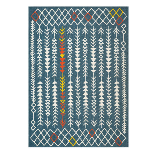 HomeRoots 8' X 10' Geometric Blue and Ivory Area Rug - Modern, Stain-Resistant, Family-Friendly Design for Homes 712762
