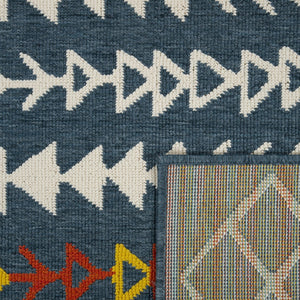 HomeRoots 8' X 10' Geometric Blue and Ivory Area Rug - Modern, Stain-Resistant, Family-Friendly Design for Homes 712762