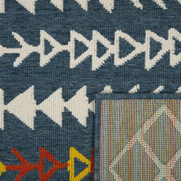 HomeRoots 8' X 10' Geometric Blue and Ivory Area Rug - Modern, Stain-Resistant, Family-Friendly Design for Homes 712762