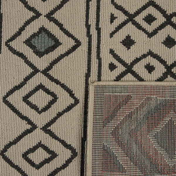 HomeRoots 5' X 7' Beige and Black Geometric Area Rug - Modern Design, Stain-Resistant, Perfect for High-Traffic Homes 712764