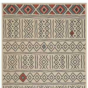 HomeRoots 5' X 7' Beige and Black Geometric Area Rug - Modern Design, Stain-Resistant, Perfect for High-Traffic Homes 712764