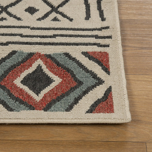 HomeRoots 8' X 10' Beige and Black Geometric Area Rug – Durable, Stain-Resistant, Modern Bohemian Style for Any Room 712765