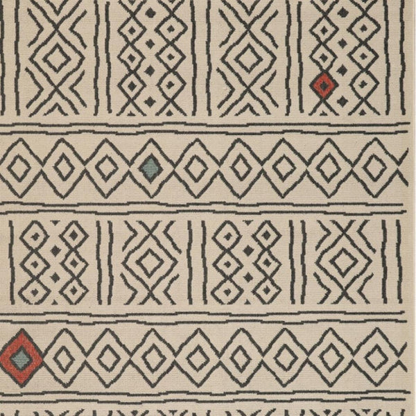 HomeRoots 8' X 10' Beige and Black Geometric Area Rug – Durable, Stain-Resistant, Modern Bohemian Style for Any Room 712765