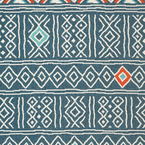 HomeRoots 5' Modern Blue and Ivory Geometric Area Rug - Durable, Stain-Resistant, Chic Design for Your Home 712767