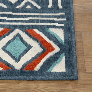 HomeRoots 8' X 10' Blue and Ivory Geometric Area Rug - Durable, Stain-Resistant Design for Modern Homes 712768