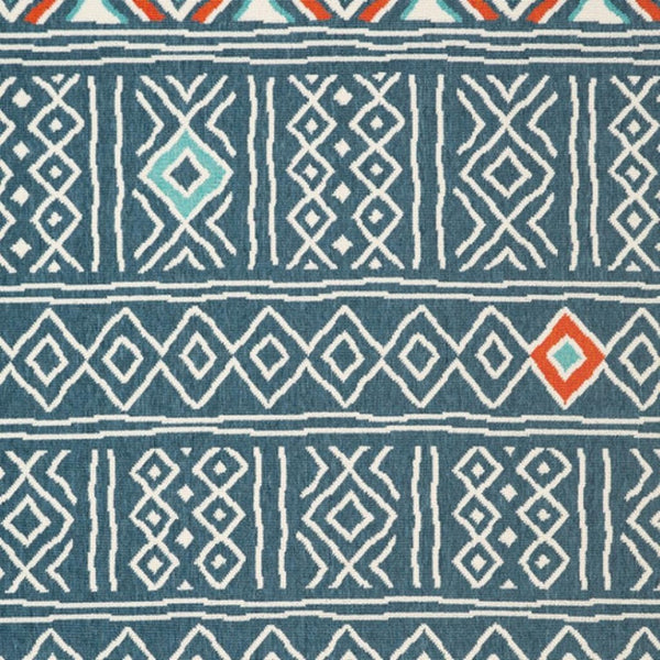 HomeRoots 8' X 10' Blue and Ivory Geometric Area Rug - Durable, Stain-Resistant Design for Modern Homes 712768