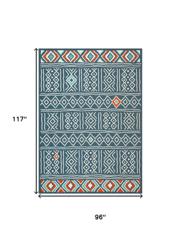 HomeRoots 8' Coastal-Modern Aqua and Beige Coral Round Rug - Durable, Stain-Resistant, Easy-Care Design for Homes 712769