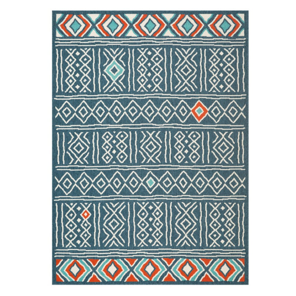 HomeRoots 8' Coastal-Modern Aqua and Beige Coral Round Rug - Durable, Stain-Resistant, Easy-Care Design for Homes 712769