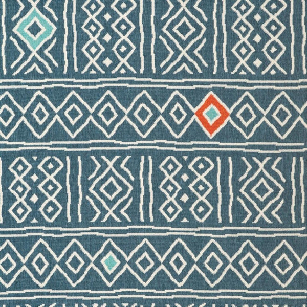 HomeRoots 8' Coastal-Modern Aqua and Beige Coral Round Rug - Durable, Stain-Resistant, Easy-Care Design for Homes 712769