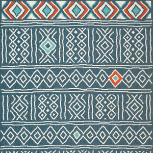 HomeRoots 8' Coastal-Modern Aqua and Beige Coral Round Rug - Durable, Stain-Resistant, Easy-Care Design for Homes 712769