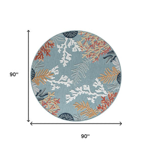 HomeRoots 8' X 10' Beige and Blue Coral Area Rug - Coastal Charm with Stain-Resistant Durability for Family Spaces 712771