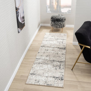 HomeRoots 5' X 7' Gray Abstract Distressed Area Rug - Durable, Elegant & Stain-Resistant for Modern Spaces 712785