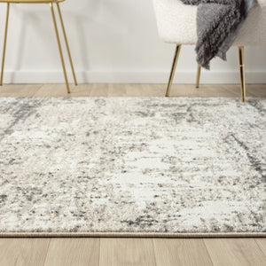 HomeRoots 5' X 7' Gray Abstract Distressed Area Rug - Durable, Elegant & Stain-Resistant for Modern Spaces 712785