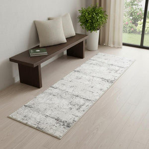 HomeRoots 5' X 7' Gray Abstract Distressed Area Rug - Durable, Elegant & Stain-Resistant for Modern Spaces 712785