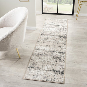 HomeRoots 5' X 7' Gray Abstract Distressed Area Rug - Durable, Elegant & Stain-Resistant for Modern Spaces 712785