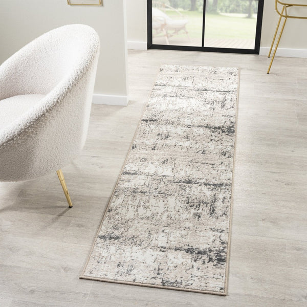 HomeRoots 5' X 7' Gray Abstract Distressed Area Rug - Durable, Elegant & Stain-Resistant for Modern Spaces 712785