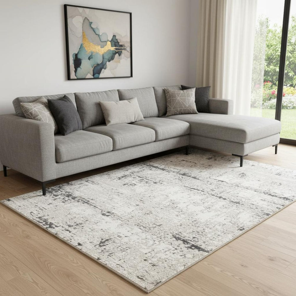 HomeRoots 5' Blue and Sky Blue Floral Distressed Area Rug - Bohemian Chic, Durable, Stain-Resistant Comfort! 712788