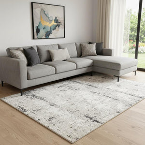HomeRoots 5' Blue and Sky Blue Floral Distressed Area Rug - Bohemian Chic, Durable, Stain-Resistant Comfort! 712788