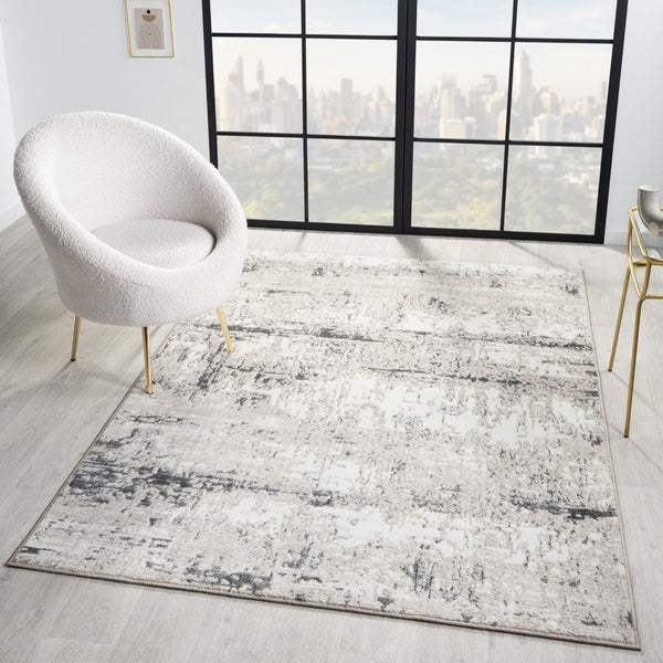 HomeRoots 5' Blue and Sky Blue Floral Distressed Area Rug - Bohemian Chic, Durable, Stain-Resistant Comfort! 712788