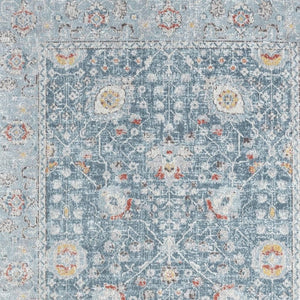 HomeRoots 7' Blue and Sky Blue Floral Distressed Area Rug – Vintage-Inspired, Durable, Soft & Stain-Resistant! 712789