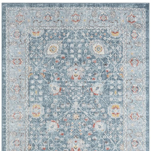HomeRoots 9' X 12' Blue Floral Distressed Area Rug - Durable, Soft, Stain-Resistant, Bohemian Charm for Homes 712790