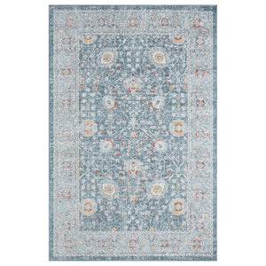 HomeRoots 9' X 12' Blue Floral Distressed Area Rug - Durable, Soft, Stain-Resistant, Bohemian Charm for Homes 712790