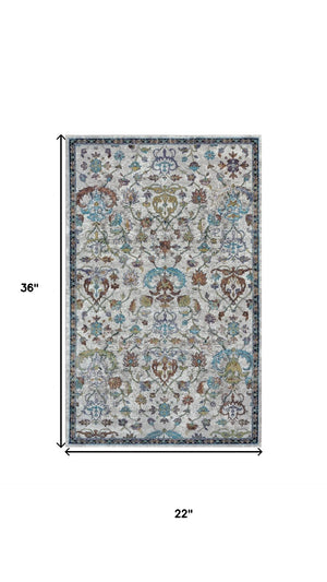 HomeRoots 4' Blue & Sky Blue Floral Area Rug - Durable, Soft, Stain-Resistant Design for Living Rooms & More 712792